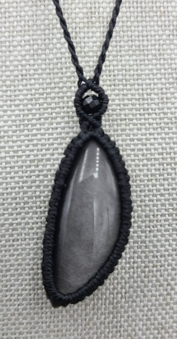 Collier pierre Obsidienne argentée – Image 4