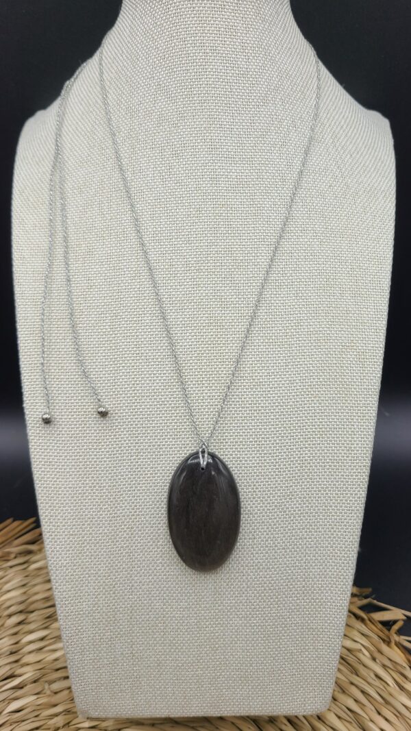 Collier pierre Obsidienne argentée – Image 2