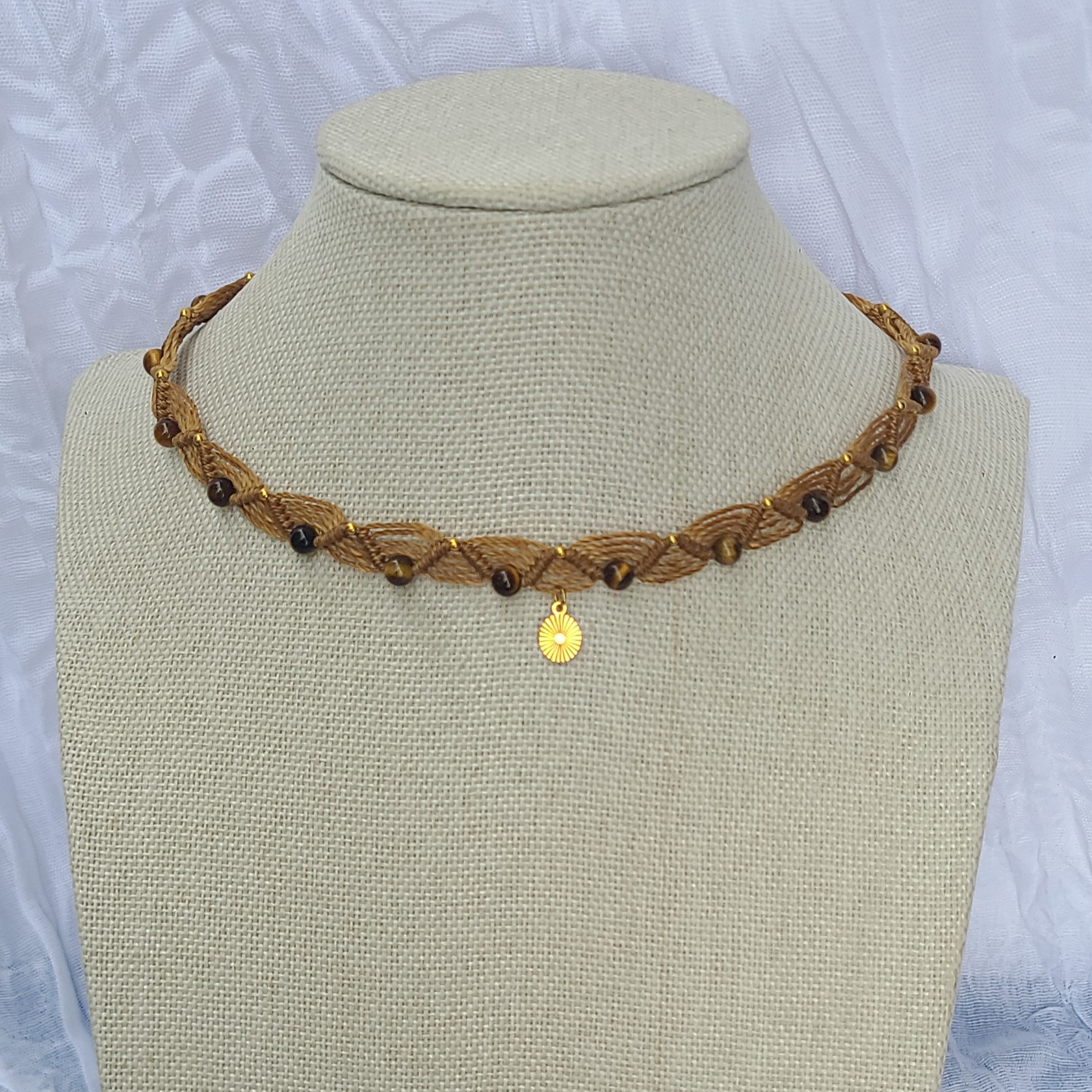 Collier ras cou pierre Œil de Tigre