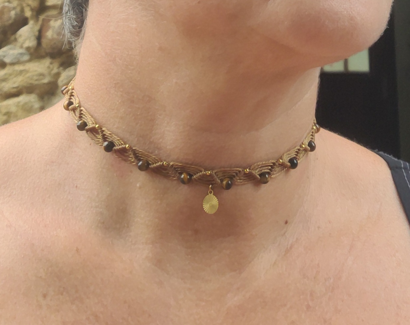 Collier ras cou pierre Œil de Tigre – Image 4