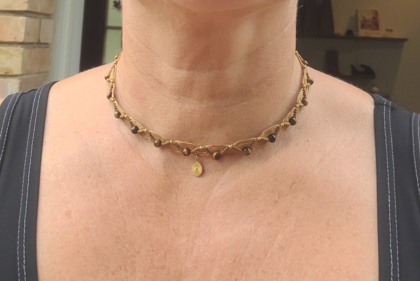 Collier ras cou pierre Œil de Tigre – Image 5