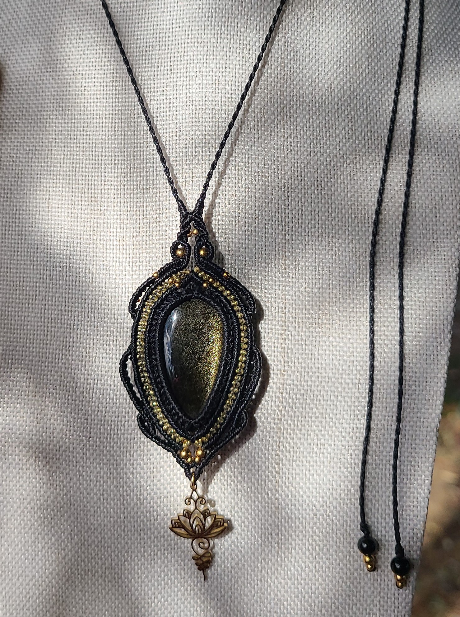 Collier pierre Obsidienne Dorée – Image 6