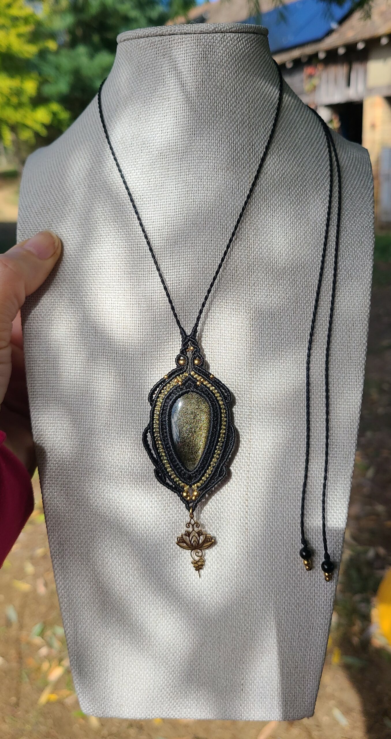Collier pierre Obsidienne Dorée – Image 5